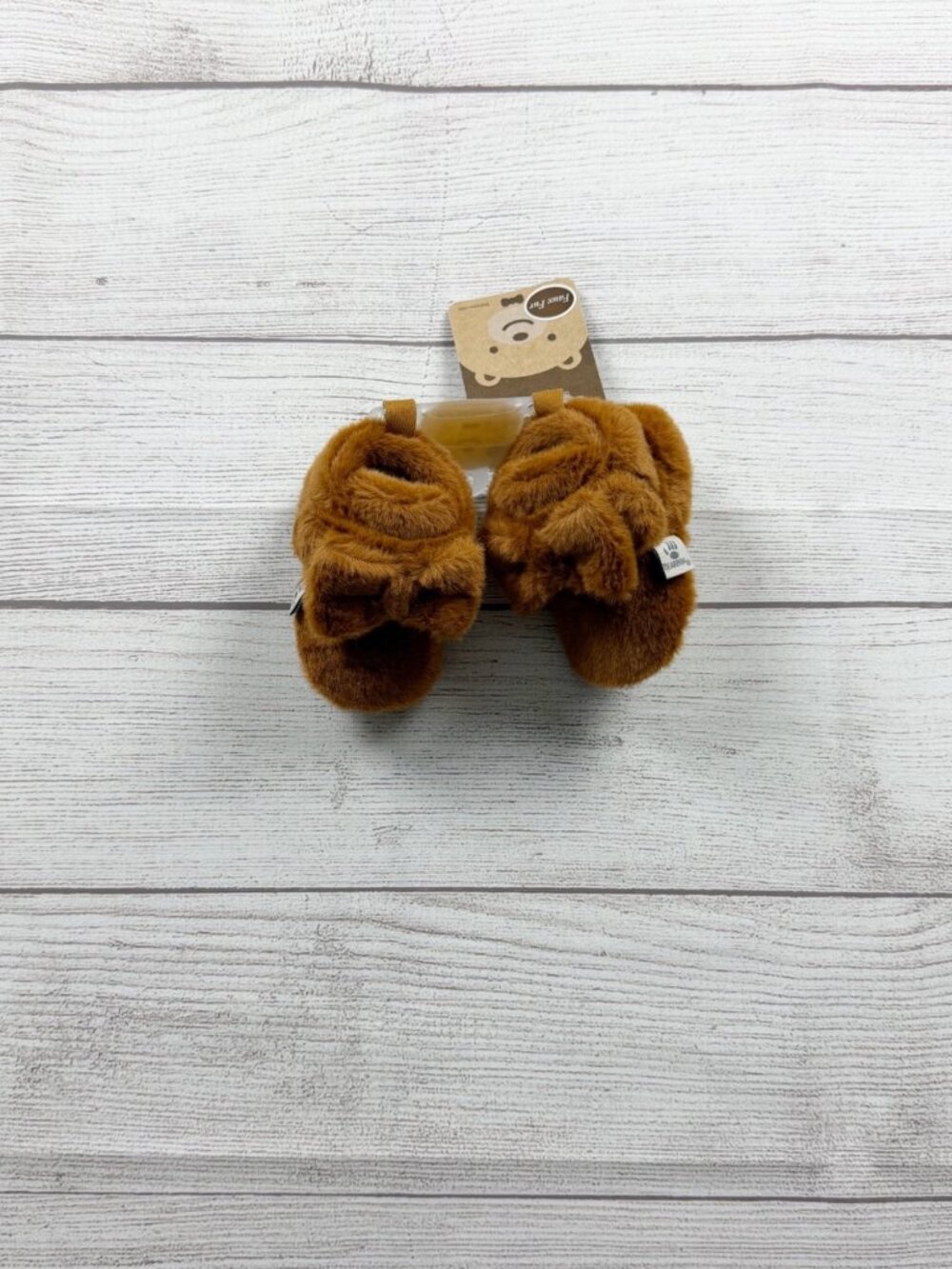 Bearpaw Baby Faux Fur Booties Brown Plush Slippers NWT 2 3-6 Months - Picture 1 of 5